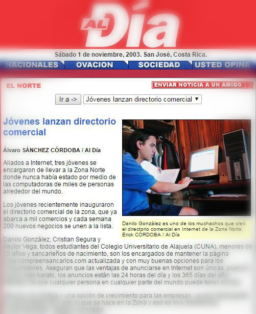 Primer directorio comercial regional Dinterweb 2002
